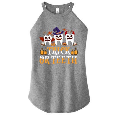 Trick Or Teeth Funny Dentist Halloween Dental Squad Funny Gift Women's Perfect Tri Rocker Tank