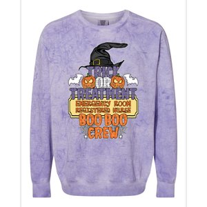 Trick Or Treatt Emergency Room Boo Boo Crew Halloween Gift Colorblast Crewneck Sweatshirt