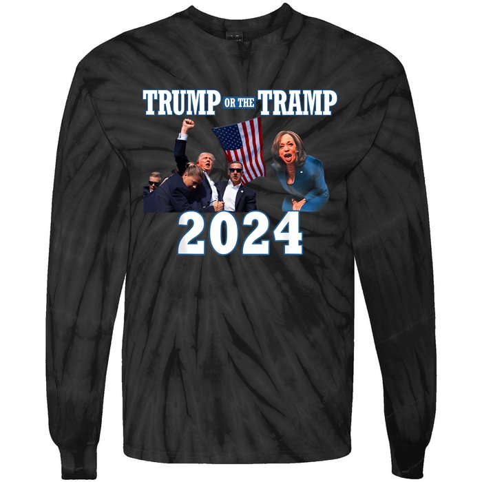 Trump Or The Tramp 2024 Vote For Trump Trump Vance 2024 Tie-Dye Long Sleeve Shirt