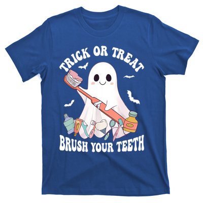 Trick Or Treat Brush Your Teeth Dentist Pun Halloween Dental Gift T-Shirt