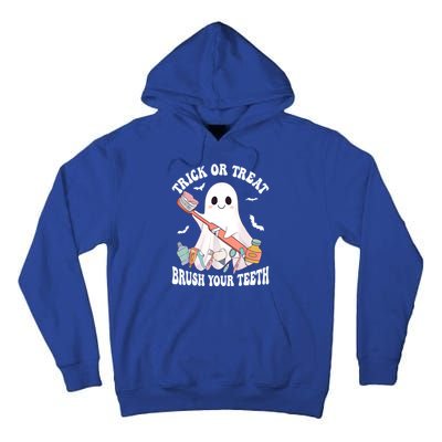 Trick Or Treat Brush Your Teeth Dentist Pun Halloween Dental Gift Tall Hoodie