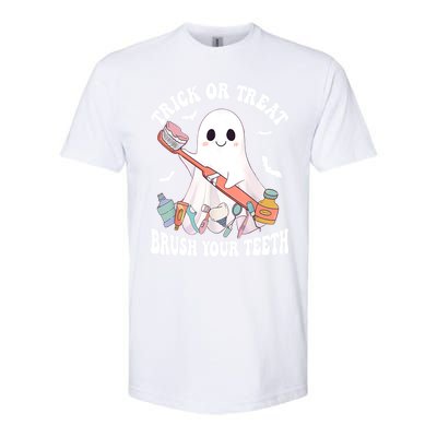 Trick Or Treat Brush Your Teeth Dentist Pun Halloween Dental Gift Softstyle® CVC T-Shirt