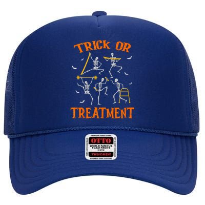 Trick Or Treatment Pt Physical Therapy Therapist Halloween High Crown Mesh Back Trucker Hat