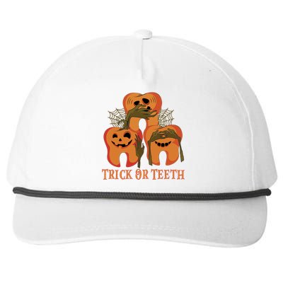 Trick Or Teeth Funny Dentist Halloween Dental Squad Funny Gift Snapback Five-Panel Rope Hat