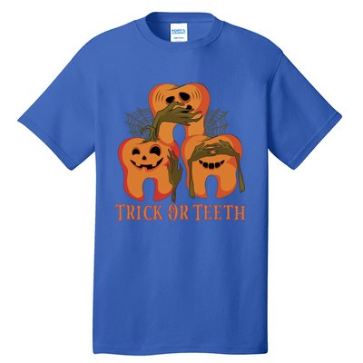 Trick Or Teeth Funny Dentist Halloween Dental Squad Funny Gift Tall T-Shirt