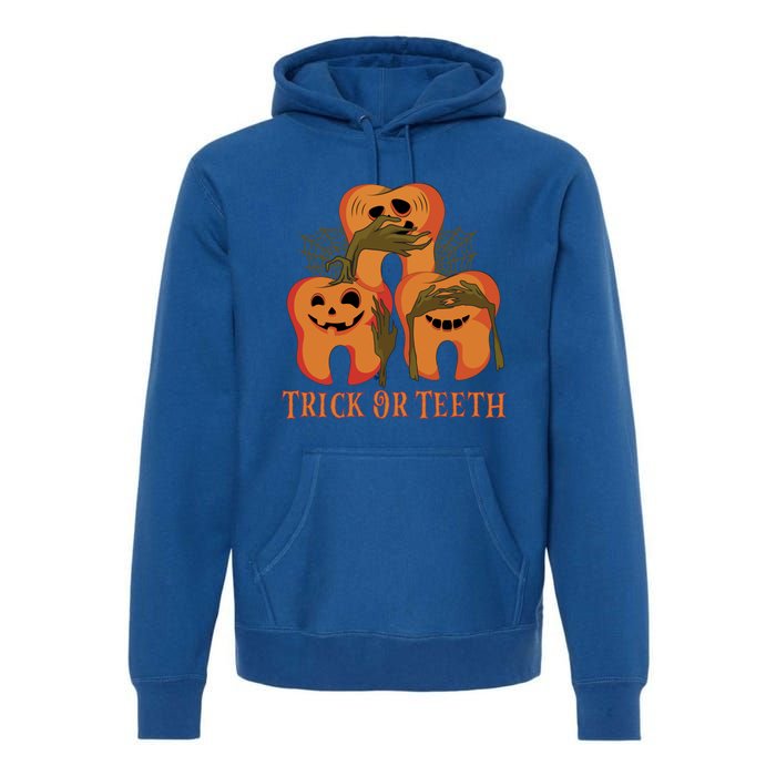 Trick Or Teeth Funny Dentist Halloween Dental Squad Funny Gift Premium Hoodie