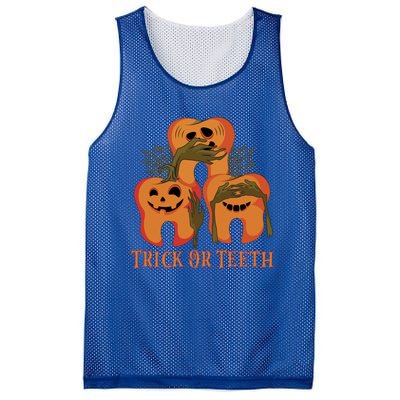 Trick Or Teeth Funny Dentist Halloween Dental Squad Funny Gift Mesh Reversible Basketball Jersey Tank