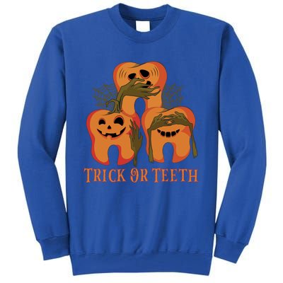 Trick Or Teeth Funny Dentist Halloween Dental Squad Funny Gift Tall Sweatshirt