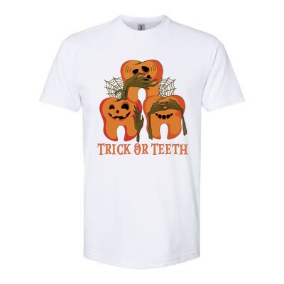 Trick Or Teeth Funny Dentist Halloween Dental Squad Funny Gift Softstyle CVC T-Shirt