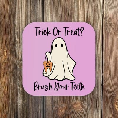 Trick Or Treat Brush Your Teeth Halloween Dentist Dental Gift Coaster