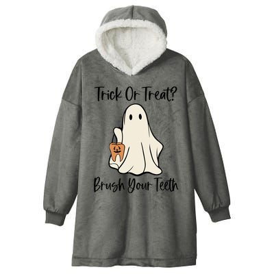 Trick Or Treat Brush Your Teeth Halloween Dentist Dental Gift Hooded Wearable Blanket