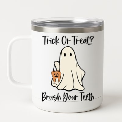 Trick Or Treat Brush Your Teeth Halloween Dentist Dental Gift 12 oz Stainless Steel Tumbler Cup