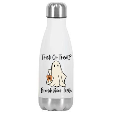 Trick Or Treat Brush Your Teeth Halloween Dentist Dental Gift Stainless Steel Insulated Water Bottle