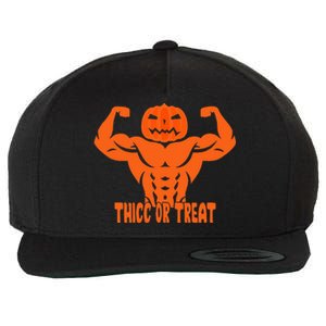 Trick Or Treat Pumpkin Halloween Costume Workout Gym Lover Wool Snapback Cap