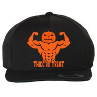 Trick Or Treat Pumpkin Halloween Costume Workout Gym Lover Wool Snapback Cap