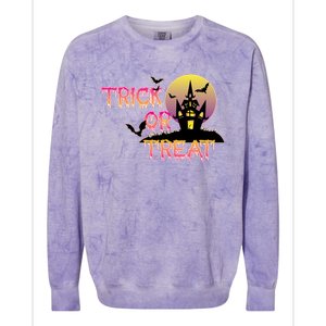 Trick Or Treat Funny Horror House Halloween Party Costume Gift Colorblast Crewneck Sweatshirt