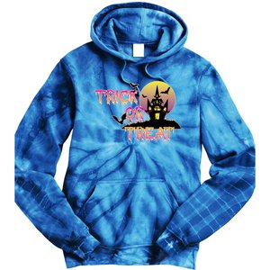 Trick Or Treat Funny Horror House Halloween Party Costume Gift Tie Dye Hoodie