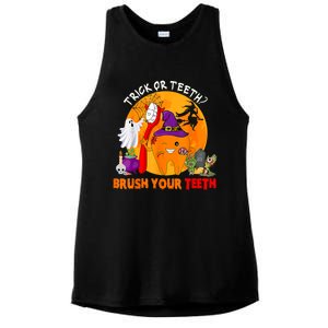 Trick Or Teeth Brush Your Teeth Halloween Tooth As Zombie Gift Ladies PosiCharge Tri-Blend Wicking Tank