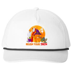 Trick Or Teeth Brush Your Teeth Halloween Tooth As Zombie Gift Snapback Five-Panel Rope Hat