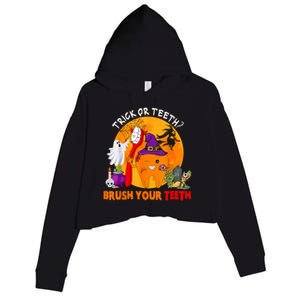 Trick Or Teeth Brush Your Teeth Halloween Tooth As Zombie Gift Crop Fleece Hoodie