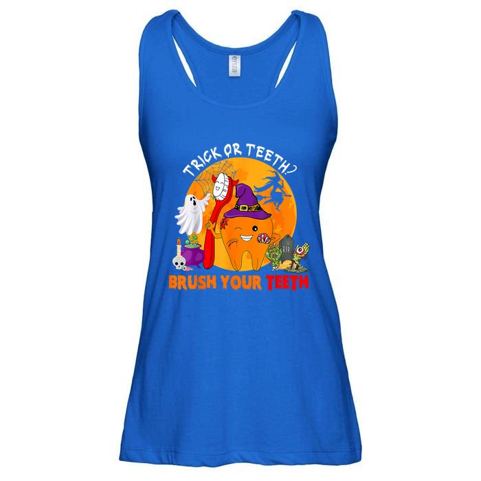 Trick Or Teeth Brush Your Teeth Halloween Tooth As Zombie Gift Ladies Essential Flowy Tank