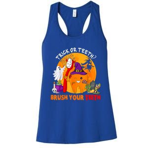 Trick Or Teeth Brush Your Teeth Halloween Tooth As Zombie Gift Women's Racerback Tank