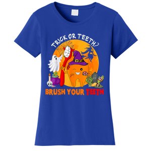 Trick Or Teeth Brush Your Teeth Halloween Tooth As Zombie Gift Women's T-Shirt