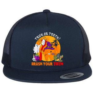 Trick Or Teeth Brush Your Teeth Halloween Tooth As Zombie Gift Flat Bill Trucker Hat