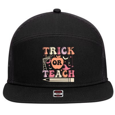 Trick Or Teach Funny Teacher Halloween 7 Panel Mesh Trucker Snapback Hat