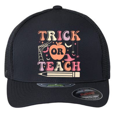 Trick Or Teach Funny Teacher Halloween Flexfit Unipanel Trucker Cap