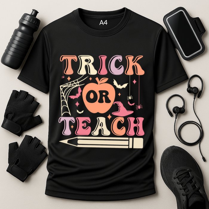 Trick Or Teach Funny Teacher Halloween Cooling Performance Crew T-Shirt