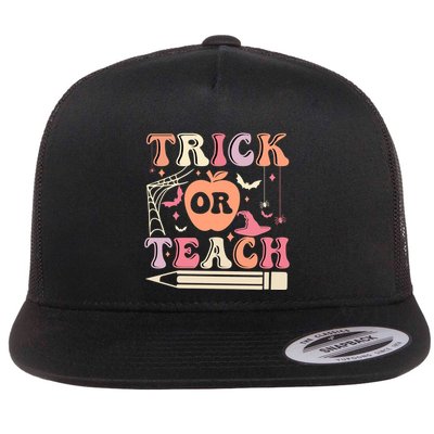 Trick Or Teach Funny Teacher Halloween Flatbill Hat