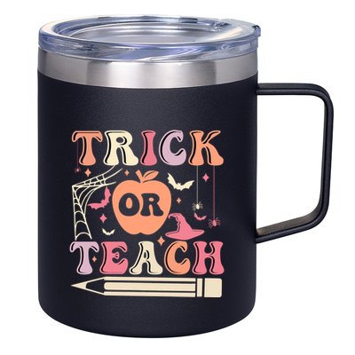 Trick Or Teach Funny Teacher Halloween 12oz Stainless Steel Coffee Mug