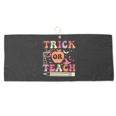 Trick Or Teach Funny Teacher Halloween Large Microfiber Waffle Golf Towel