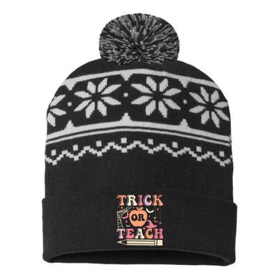 Trick Or Teach Funny Teacher Halloween USA-Made Snowflake Beanie