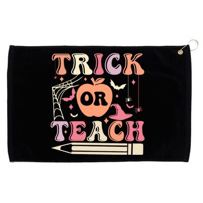 Trick Or Teach Funny Teacher Halloween Grommeted Golf Towel