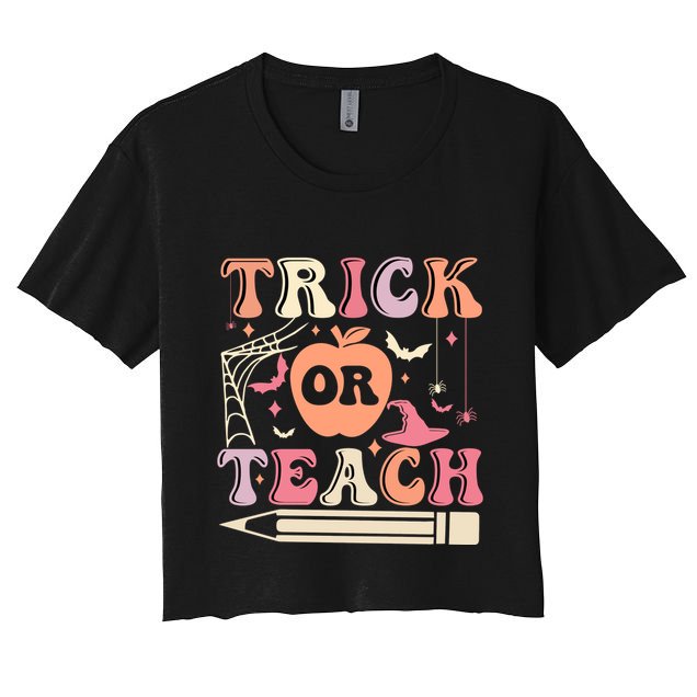Trick Or Teach Funny Teacher Halloween Crop Top