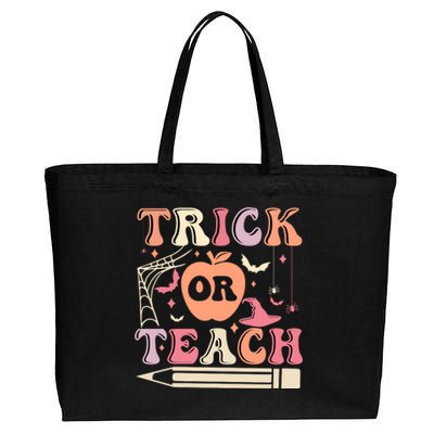 Trick Or Teach Funny Teacher Halloween Cotton Canvas Jumbo Tote