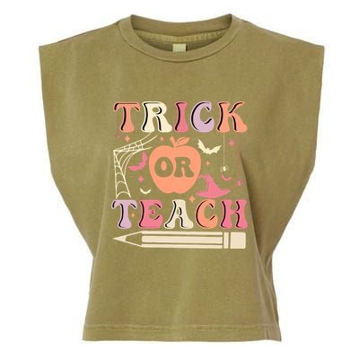 Trick Or Teach Funny Teacher Halloween Garment-Dyed Women's Muscle Tee