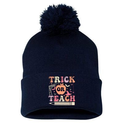 Trick Or Teach Funny Teacher Halloween Pom Pom 12in Knit Beanie