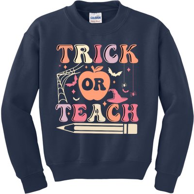 Trick Or Teach Funny Teacher Halloween Kids Sweatshirt