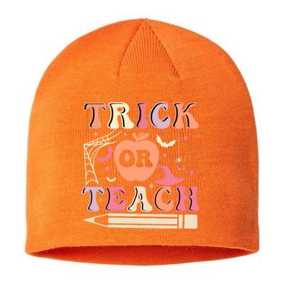 Trick Or Teach Funny Teacher Halloween Sustainable Beanie