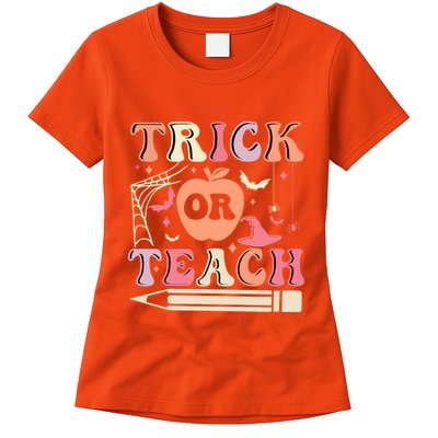 Trick Or Teach Funny Teacher Halloween Womens T-Shirt