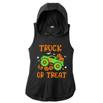 Truck Or Treat Truck Pumpkin Halloween Costume Truck Gift Ladies PosiCharge Tri-Blend Wicking Draft Hoodie Tank