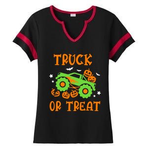 Truck Or Treat Truck Pumpkin Halloween Costume Truck Gift Ladies Halftime Notch Neck Tee