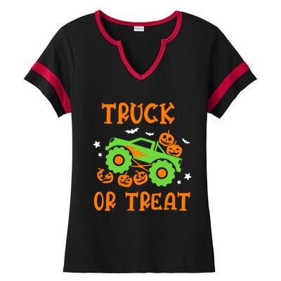 Truck Or Treat Truck Pumpkin Halloween Costume Truck Gift Ladies Halftime Notch Neck Tee