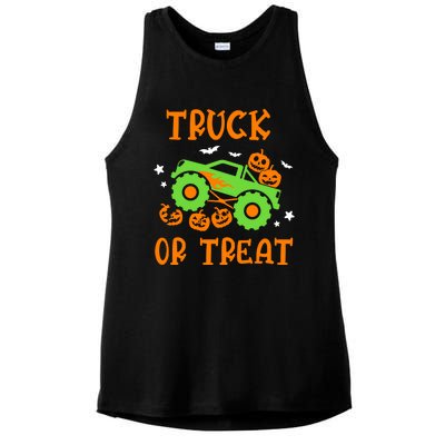 Truck Or Treat Truck Pumpkin Halloween Costume Truck Gift Ladies PosiCharge Tri-Blend Wicking Tank