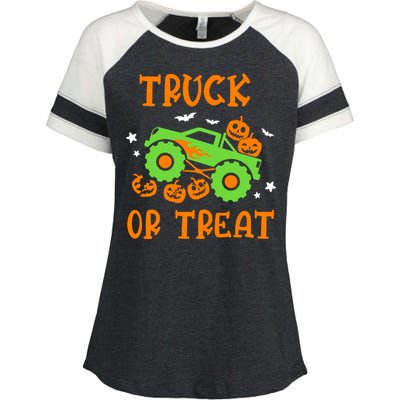 Truck Or Treat Truck Pumpkin Halloween Costume Truck Gift Enza Ladies Jersey Colorblock Tee