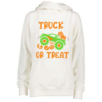 Truck Or Treat Truck Pumpkin Halloween Costume Truck Gift Womens Funnel Neck Pullover Hood