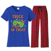 Truck Or Treat Truck Pumpkin Halloween Costume Truck Gift Women's Flannel Pajama Set